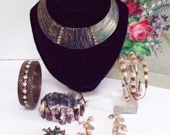 LOT Vintage bronze handmade Designer jewelry destash resell Wear