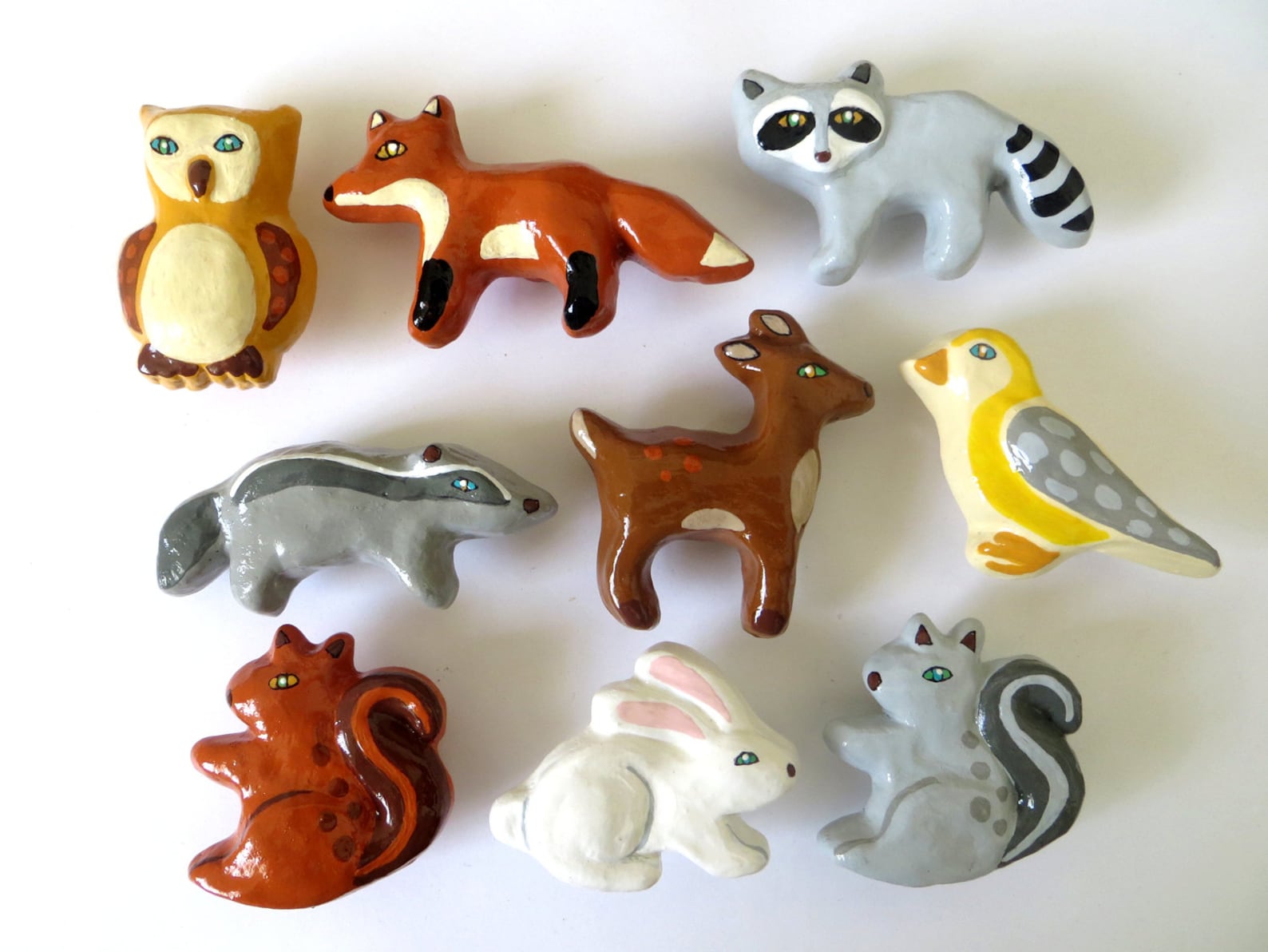 Woodland Animal Ceramic Drawer Knobs fox owl rabbit Etsy