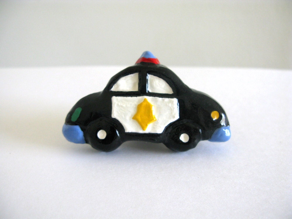 Police Car Knob ceramic painted dresser drawer knob for kids Etsy