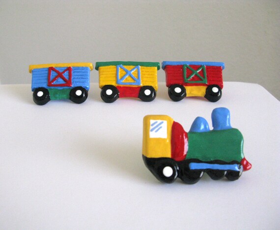 Green Train Drawer Knob Handmade Drawer Knob For Kids Etsy