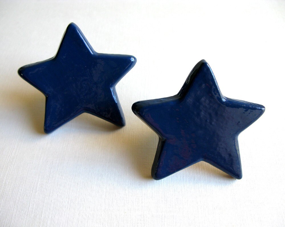 Navy Blue Star Drawer Knob Etsy