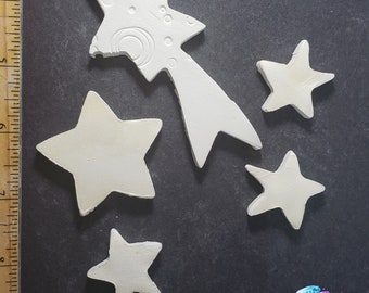 Bisque - Stars - Kiln Fired  Handmade Tiles B157