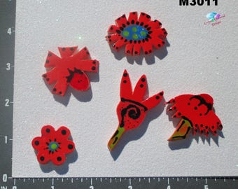 Flowers  - Kiln Fired Handmade Ceramic Mosaic Tiles M3011