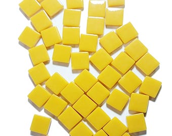 50 Mini Mosaic Tiles, Tiny Square Glass Tiles, Glass Mosaic Pieces, 12mmx12mm Color: Butterscotch - MINI109