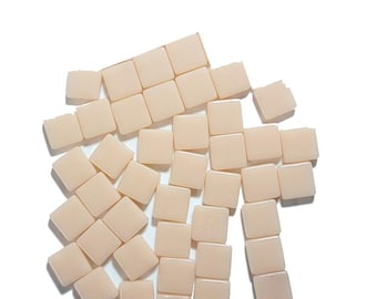 50 Mini Mosaic Tiles, Tiny Square Glass Tiles, Glass Mosaic Pieces, 12mmx12mm Color: Shell Pink - MINI112