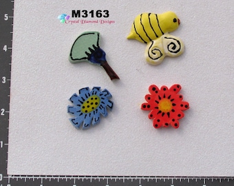 Flowers & Bee  - Kiln Fired Handmade Ceramic Mosaic Tiles M3163