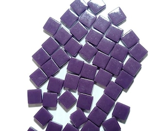 50 Mini Mosaic Tiles, Tiny Square Glass Tiles, Glass Mosaic Pieces, 12mmx12mm Color: Grape - MINI114