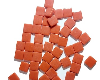 50 Mini Mosaic Tiles, Tiny Square Glass Tiles, Glass Mosaic Pieces, 12mmx12mm Color: Clay - MINI117