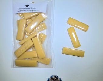 Crystal Subway Glass Mosaic Tiles 1/2"x1.5"x 4mm thick Approximately 20 to a bag. Color is Mustard  - SUB136