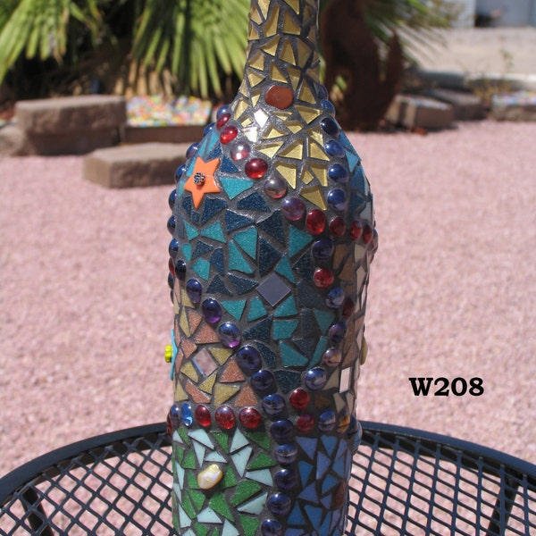 Many Colors MOSAIC Wine Bottle for your Home or Bar W204