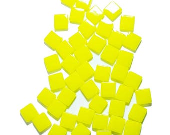 50 Mini Mosaic Tiles, Tiny Square Glass Tiles, Glass Mosaic Pieces, 12mmx12mm Color: Corn - MINI113