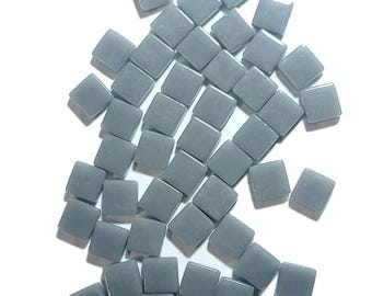 50 Mini Mosaic Tiles, Tiny Square Glass Tiles, Glass Mosaic Pieces, 12mmx12mm Color: Cement - MINI118