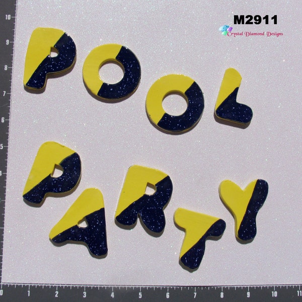 Pool Party Word - Handmade Ceramic Mosaic Tiles to use in your designs M2911