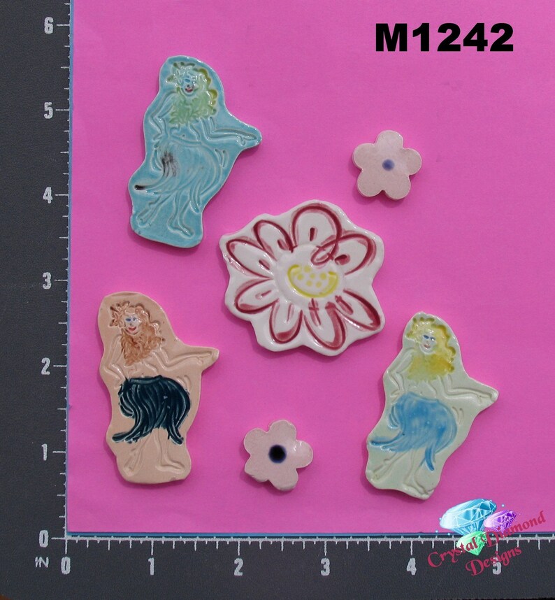 Hawaii Girls Kiln Fired Handmade Mosaic Tiles for your Projects M1242 image 1