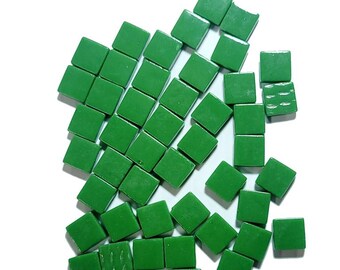 50 Mini Mosaic Tiles, Tiny Square Glass Tiles, Glass Mosaic Pieces, 12mmx12mm Color: Pickle - MINI122