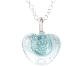 Vintage 1923-1933 Blue Mason Ball Jar heart pendant necklace sterling silver chain