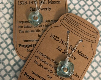 Vintage Ball Mason jar necklaces sterling silver chain