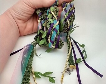 Wedding Handfasting Cord Green Purple Fairy Forest