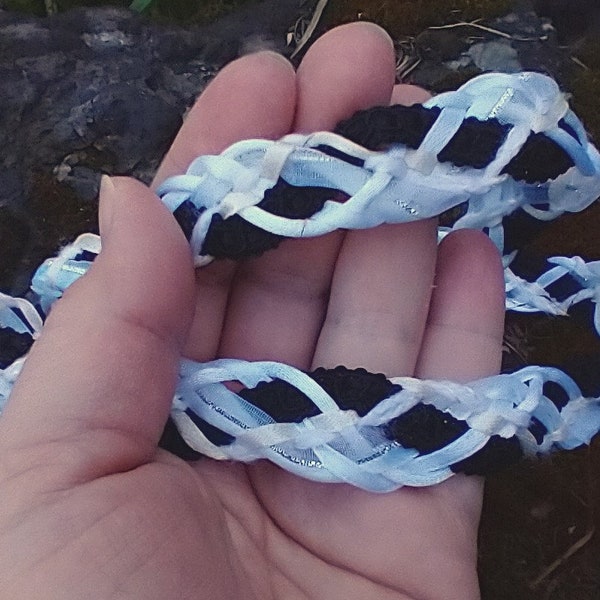 Handfasting Cords - Black and White Loops and Organza Satin Ribbon SIMPLE