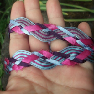 Handfasting Cord - SiMPLE Magenta Purple Blue Pinstripe Ribbon Long