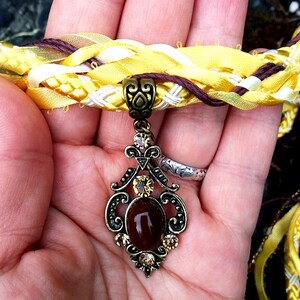 Wedding Handfasting Cord - Golden Medallion with hearts