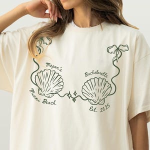 Custom Comfort Colors Bachelorette Shirt: Seashells, Coastal Theme