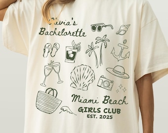 Maglietta per addio al nubilato a Miami: maglietta personalizzata per sposa in stile spiaggia tropicale