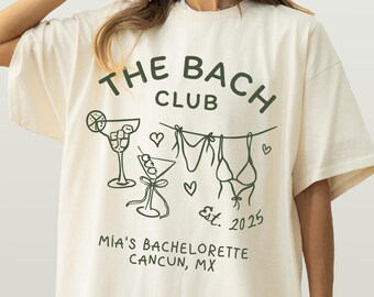 Custom Beach Bachelorette Comfort Colors Shirt: Bikinies And Martinis - Personalized Bach Club