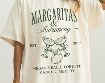 Custom Margs and Matrimony Bachelorette Party T-Shirt, Bridesmaid Proposal, Matching Shirts Gift
