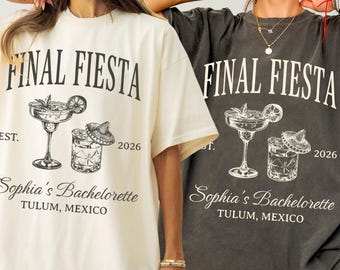Comfort Colors® Final Fiesta Bachelorette Party Tshirts - Custom Mexico Bachelorette Shirt - Margs And Matrimony Tee - Tequila Bach Party