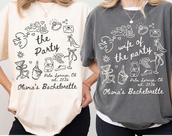 Wife of The Party Bachelorette Party Matching Shirts, Custom Bachelorette Shirt Personalized Future Mrs Tee Bridal Comfort Colors Party Gift