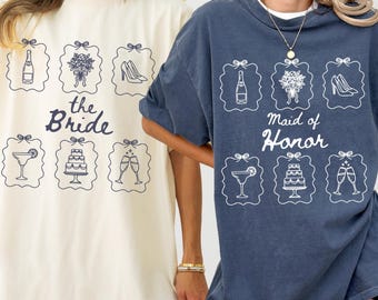 Personalized Bridesmaid Tees, Custom Bridal Party Shirts, Maid of Honor, Getting Ready Outfit, Bridesmaid Proposal Gift, Bachelorette Party