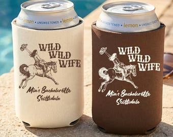 Wild Wild Wife Can Coolers, Personalized Western Bachelorette Can Sleeves, Cowgirl Bach Party Favors for Nashville Trip