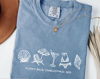 Custom Beach Bachelorette Comfort Colors Shirt: Coastal Bride Trip Tee