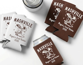 Enfriadores de latas para despedida de soltera en Nashville, fundas para latas personalizadas estilo western, recuerdos personalizados para despedida de soltera con temática vaquera