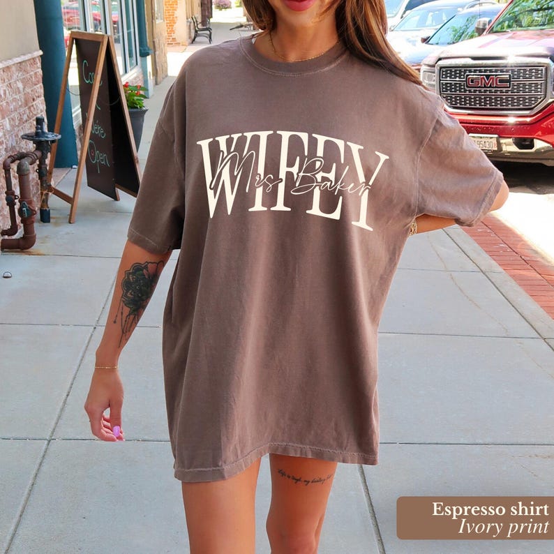 Personalized Wifey Comfort Colors Shirt: Bride Gift, Honeymoon Tee