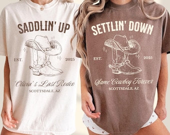 Custom Last Rodeo Bachelorette Shirts Same Cowboy Forever Last Hoedown Country Bach Nashville Bachelorette Party Cowgirl Bridal Party Shirts