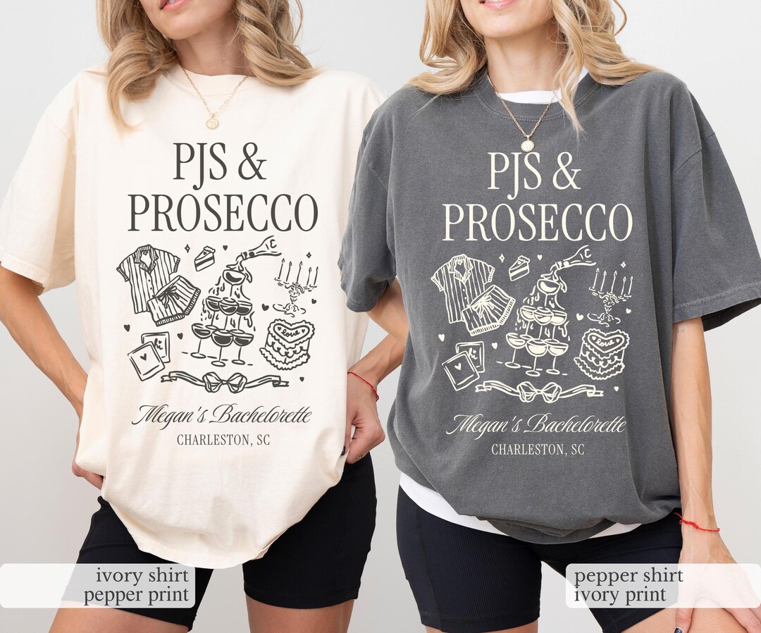 Pjs and Prosecco Bachelorette Shirts, Pajamas and Prosecco Shirts ...