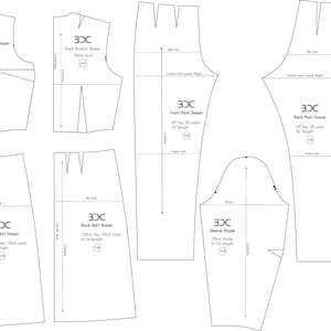 Pattern Maker Sloper. Sloper Block. Size 8 . Quarter scale. PDF and .AI file