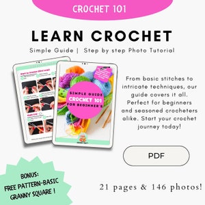 Learn How to Crochet – Beginner Friendly Crochet 101 PDF | Step-by-Step Photo Guide for Beginners