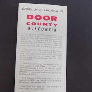 FREE SHIPPING!!!! Wisconsin, Door County, Brochure, Map