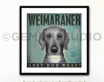 Weimaraner Coffee dog company vintage style graphic artwork giclee archival print by Stephen Fowler Pick A Size