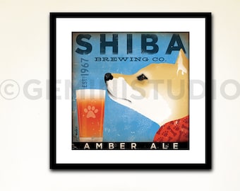 Shiba Inu brewing company dog graphic illustration UNFRAMED  signed artist's print by stephen fowler