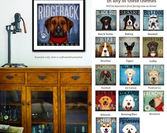 Ridgeback dog wine company graphic dog art giclee archival signed artist's print by stephen fowler PIck A Theme