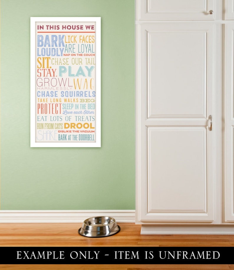 In This House Dog Rules Pet Typography Graphic Artwork Giclee Etsy
