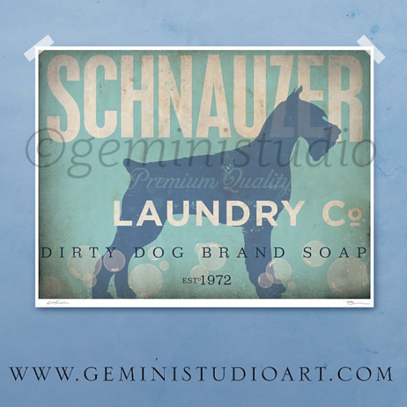 Schnauzer Dog Laundry Company Laundry Room Artwork Giclee Etsy