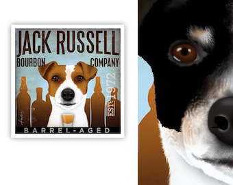 jack russell, terrier, dog, dog lover, bourbon, whiskey, whisky, bar art, UNFRAMED, dog lover, print, fowler