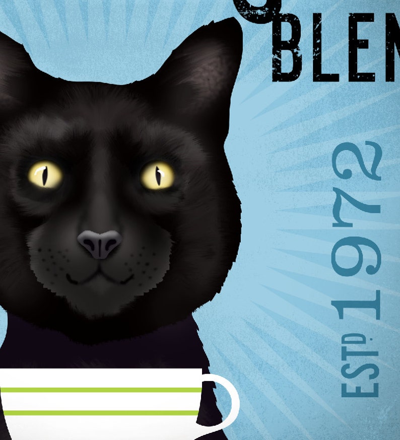  Black Cat Coffee  Company illustration graphic artwork on 