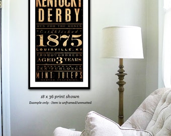 Kentucky Derby tipografía ilustración obra gráfica firmada impresión de archivo giclee por stephen fowler