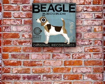 Beagle Records album style artwork original illustration graphic art on canvas by stephen fowler